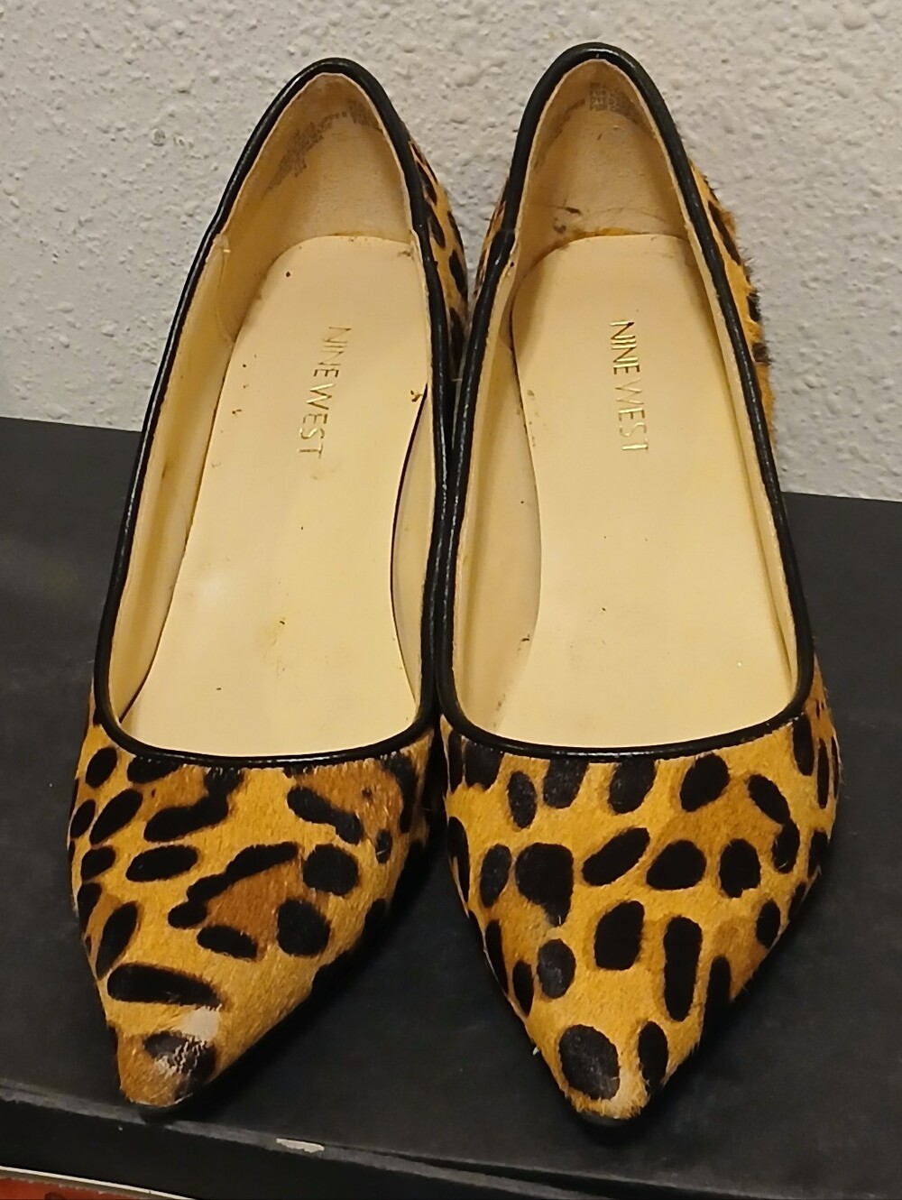 Nine West Leopard Print Haircalf Pointed Toe Pumps Heels Size 7.5M